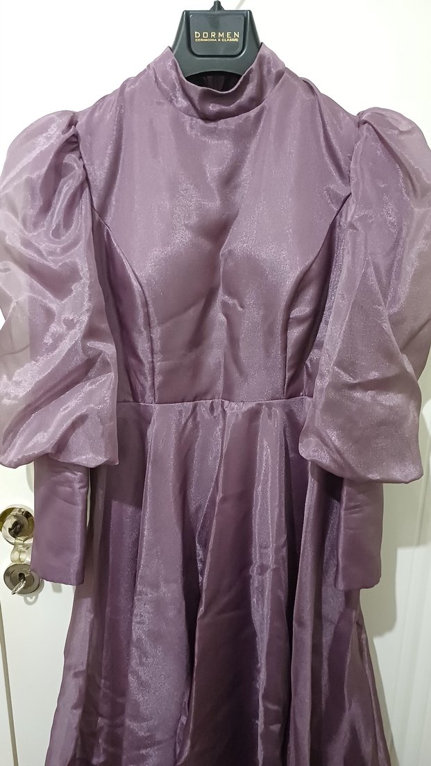 Uzun Mor Gotik Kadın Elbise - Görsel 3