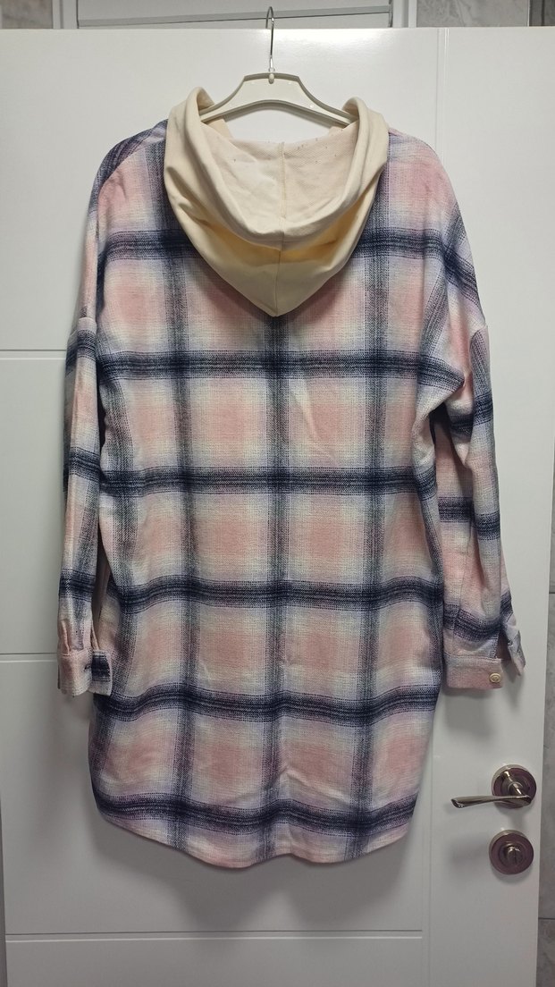 Pembe Kapüşonlu Kadın Gömlek - Görsel 5