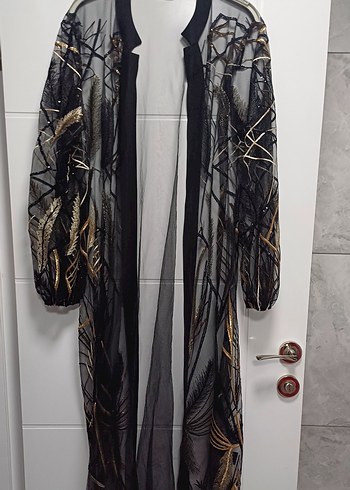Uzun Gold nakışlı abaya - Görsel 2