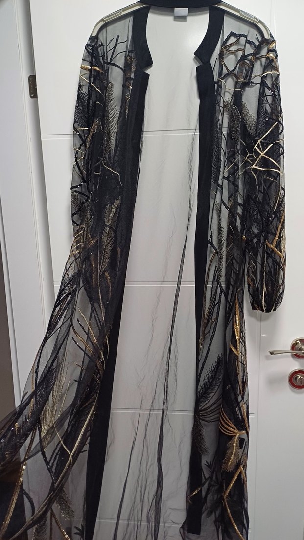 Uzun Gold nakışlı abaya - Görsel 4