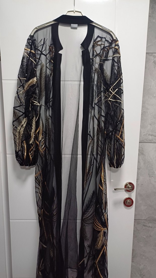 Uzun Gold nakışlı abaya - Görsel 2