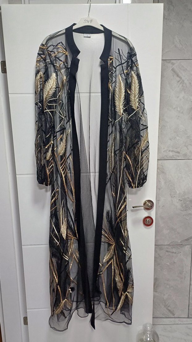 Uzun Gold nakışlı abaya - Görsel 3