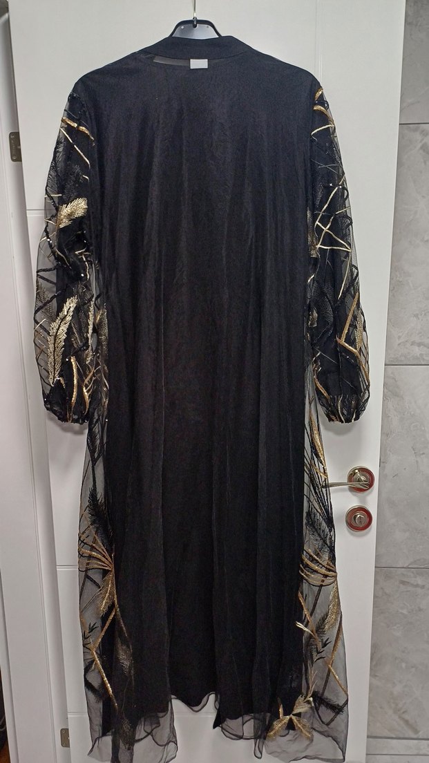 Uzun Gold nakışlı abaya - Görsel 5