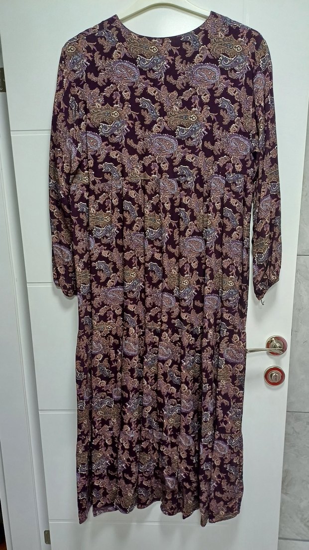 Püsküllü Bohem Bordo Uzun Elbise - Görsel 5