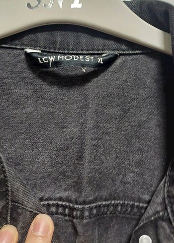 Antrasit Gri Uzun Denim Kadın Ceket - Görsel 3