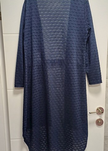 Lacivert fileli armalı kadın hırka - Görsel 5