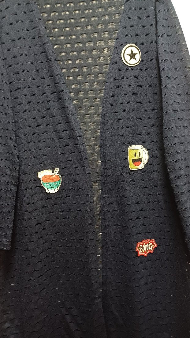 Lacivert fileli armalı kadın hırka - Görsel 4