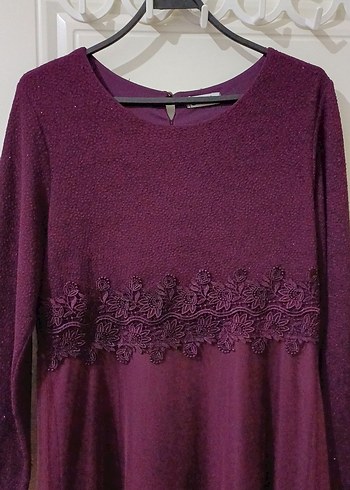 Uzun Mor Kadın Elbise - Görsel 2