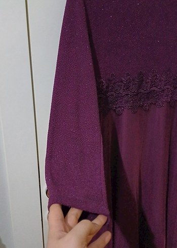 Uzun Mor Kadın Elbise - Görsel 5