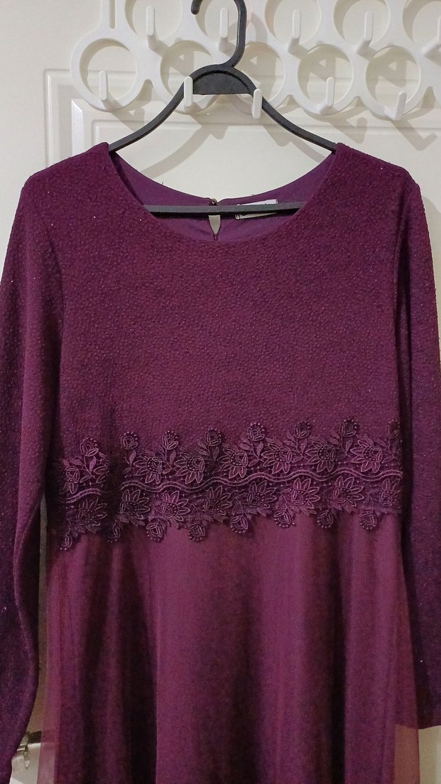 Uzun Mor Kadın Elbise - Görsel 2