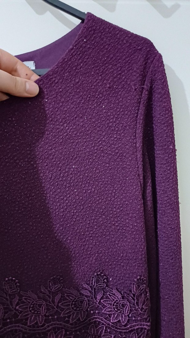 Uzun Mor Kadın Elbise - Görsel 4