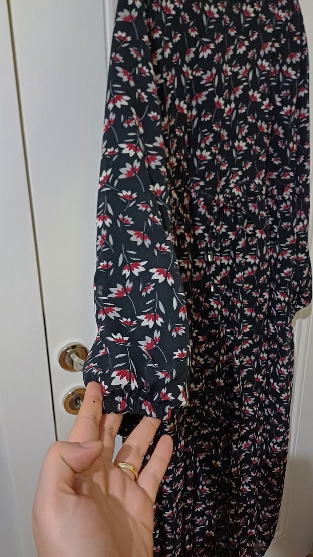 Uzun Kollu Piliseli Kadın Elbise - Görsel 3