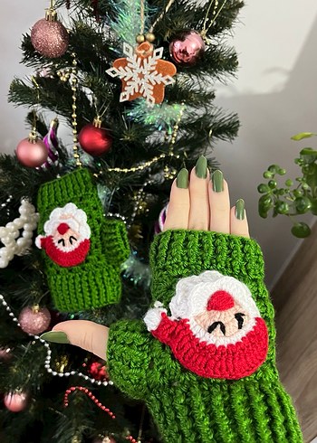 Yeşil Örgü Kadın Eldivenleri - Görsel 6