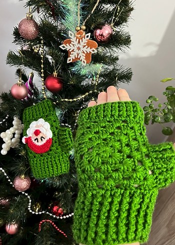 Yeşil Örgü Kadın Eldivenleri - Görsel 4