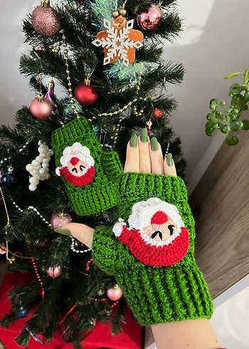 Yeşil Örgü Kadın Eldivenleri - Görsel 3