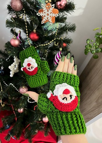 Yeşil Örgü Kadın Eldivenleri - Görsel 2