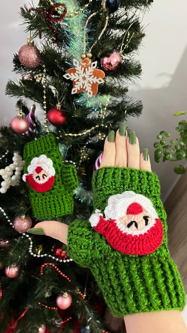 Yeşil Örgü Kadın Eldivenleri - Görsel 5