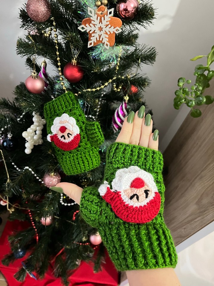 Yeşil Örgü Kadın Eldivenleri - Görsel 2