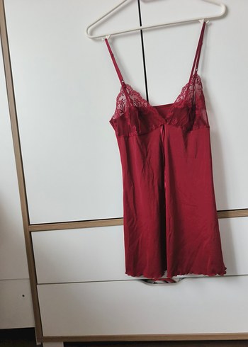 Bordo Transparan Uzun Kollu Bohem Kadın Sabahlık 3 parça - Görsel 4