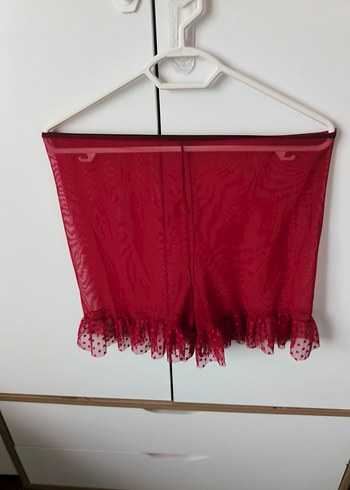 Bordo Transparan Uzun Kollu Bohem Kadın Sabahlık 3 parça - Görsel 2