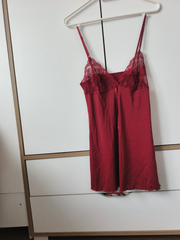 Bordo Transparan Uzun Kollu Bohem Kadın Sabahlık 3 parça - Görsel 4