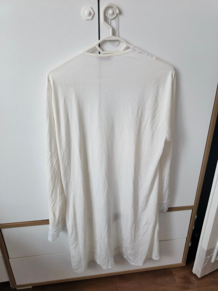 Uzun Kollu Beyaz Bohem Kadın Sabahlık 2 parça - Görsel 4