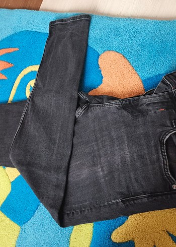 Siyah Batik Desenli Erkek Dar Kesim Kot Pantolon - Görsel 2