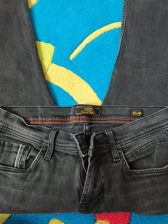 Siyah Batik Desenli Erkek Dar Kesim Kot Pantolon - Görsel 3