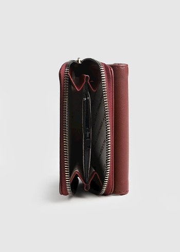 Bordo Deri Fermuarlı Kadın Cüzdan - Görsel 4