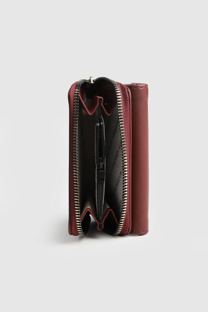 Bordo Deri Fermuarlı Kadın Cüzdan - Görsel 4