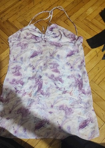 Lila Batik Desenli Mini Elbise - Görsel 2