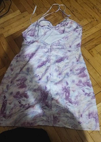 Lila Batik Desenli Mini Elbise - Görsel 3