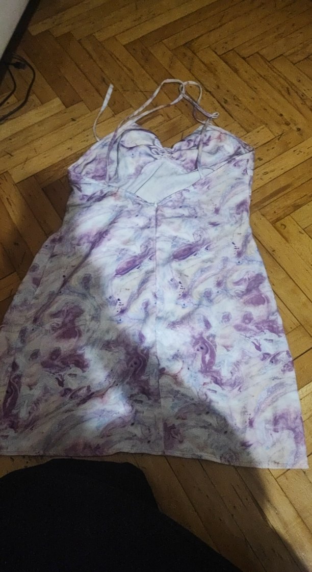 Lila Batik Desenli Mini Elbise - Görsel 3