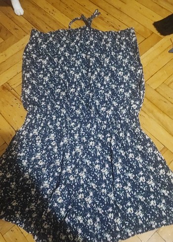 Kadın Mavi Bohem Kısa Tulum - Görsel 2