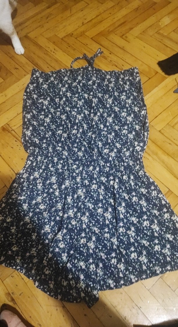 Kadın Mavi Bohem Kısa Tulum - Görsel 2