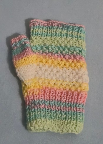 Renkli Yarım Parmak Örgü Eldiven - Görsel 4