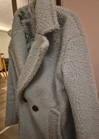 tatlı su yeşili Midi Düğmeli Kadın Kaban - Görsel 2