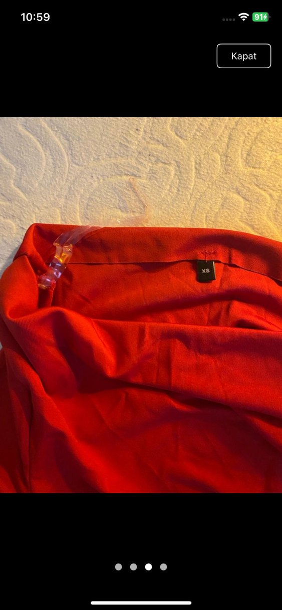 Asimetrik yaka kırmızı elbise - Görsel 3