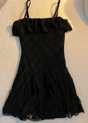 Dantelli siyah elbise - Görsel 2