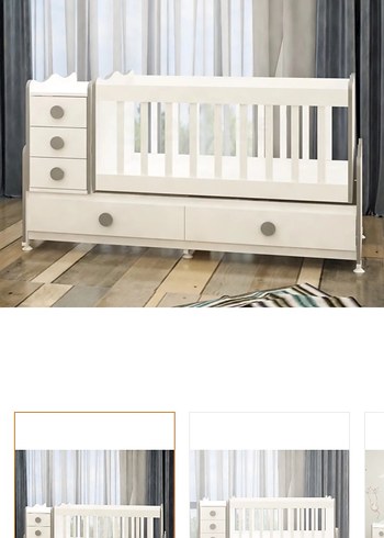 Gri Beyaz Bebek Beşiği ve Çekmeceli Dolap - Görsel 5