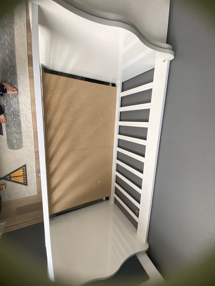 Gri Beyaz Bebek Beşiği ve Çekmeceli Dolap - Görsel 3