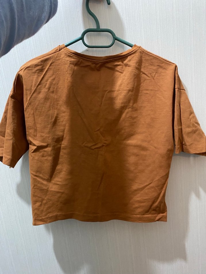 Kadın Kahverengi Baskılı Kısa Kollu Tişört - Görsel 2