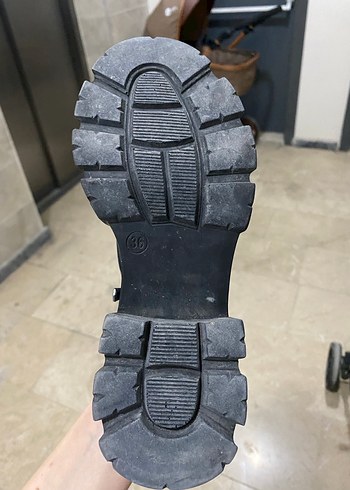 Siyah Deri Platform Topuklu Punk Bot - Görsel 3