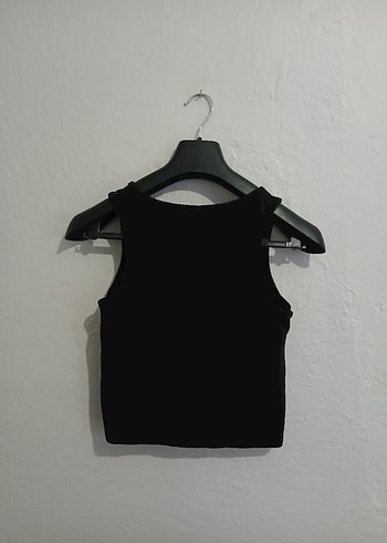 Siyah Kolsuz Işıltılı Crop - Görsel 3