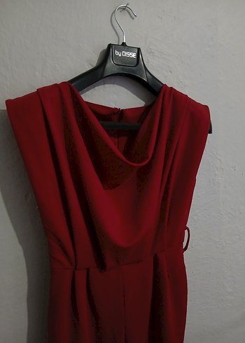 Kırmızı Drapeli Uzun Kadın Tulum - Görsel 2