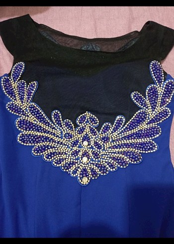 Lacivert Drapeli Uzun Abiye Elbise - Görsel 7