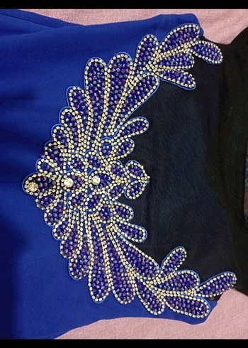 Lacivert Drapeli Uzun Abiye Elbise - Görsel 5