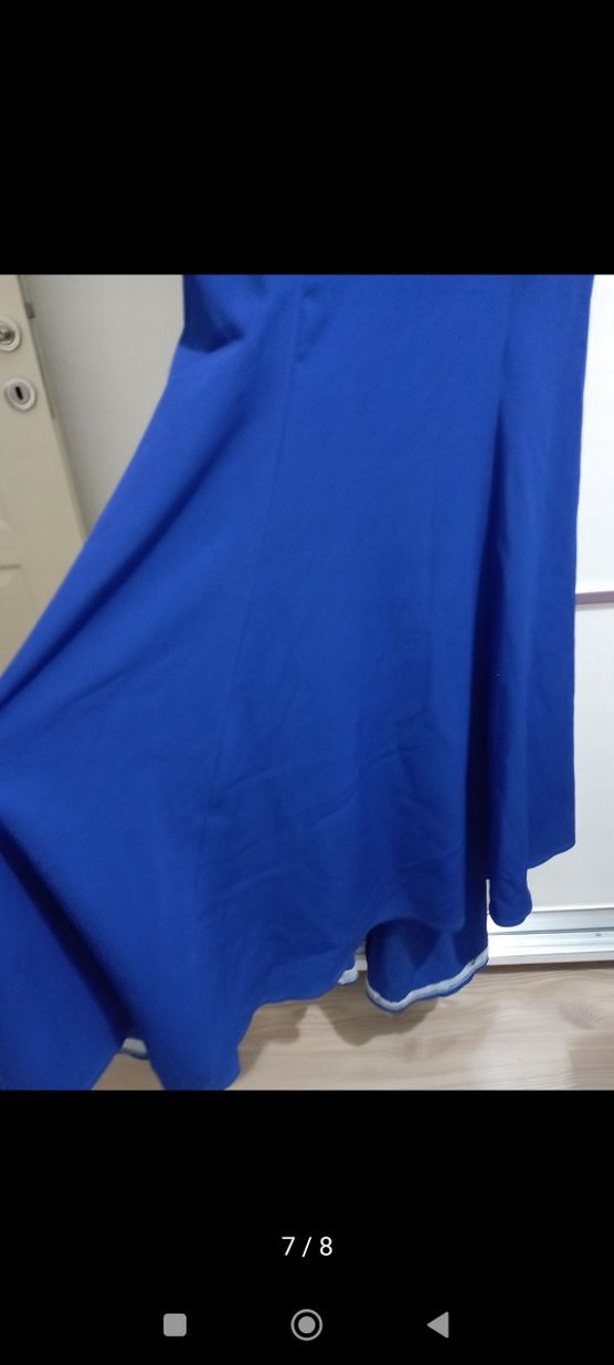 Lacivert Drapeli Uzun Abiye Elbise - Görsel 3