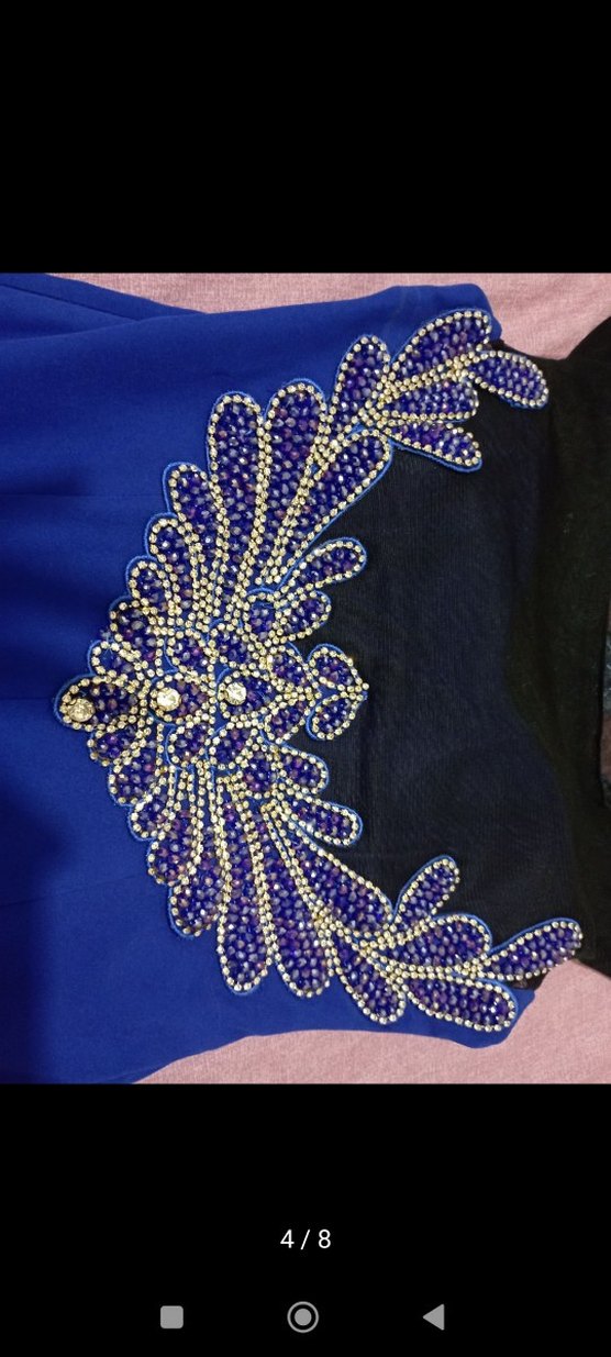 Lacivert Drapeli Uzun Abiye Elbise - Görsel 5