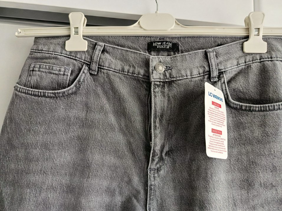 Kadın Gri Bol Kesim  Kot Pantolon - Görsel 4